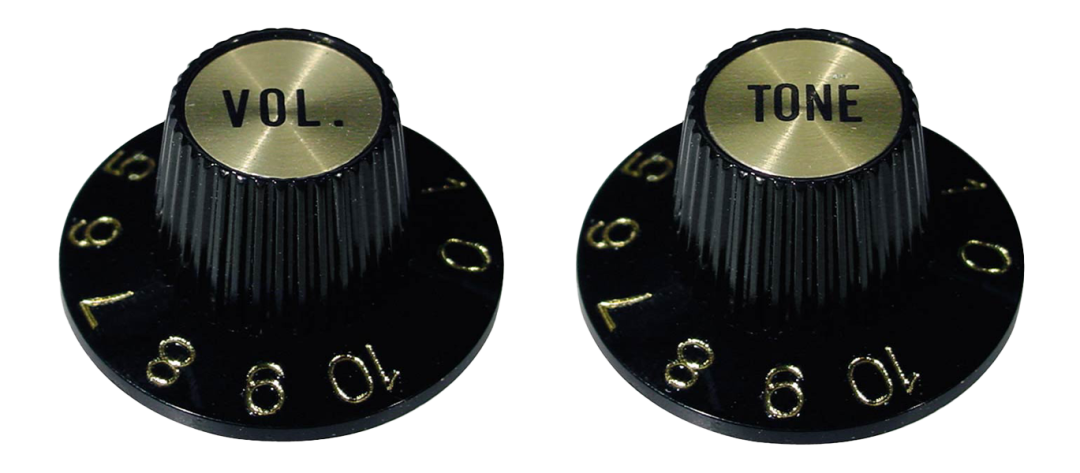Boston Witch Hat Knopf Volume & Tone 0 bis 10 Schwarz/Gold